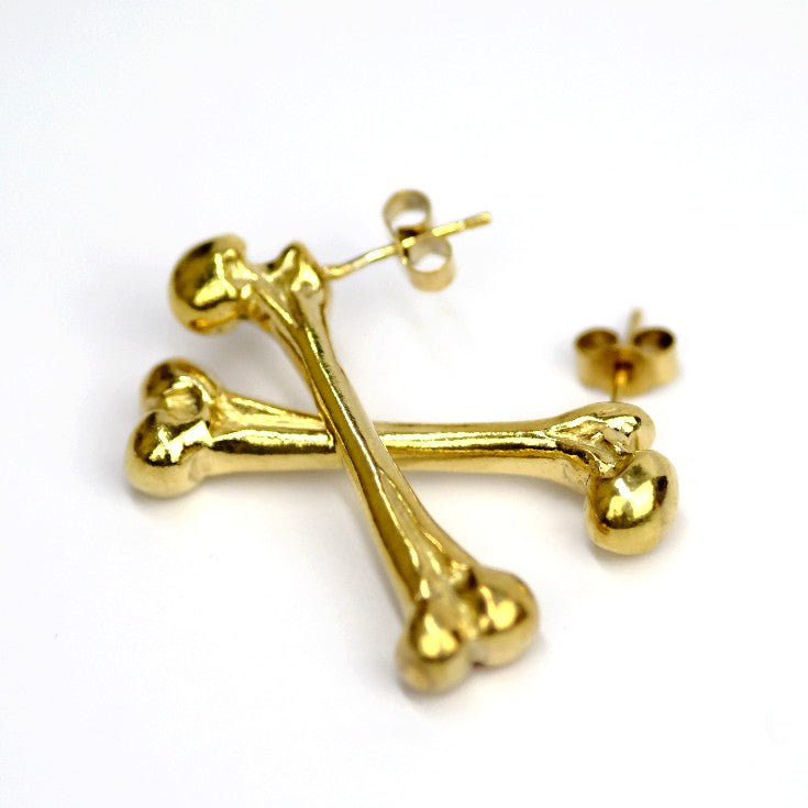 gold bone stud earrings