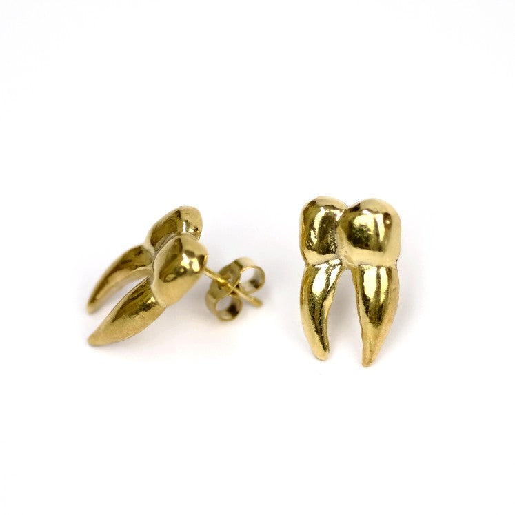 gold tooth earrings memento mori
