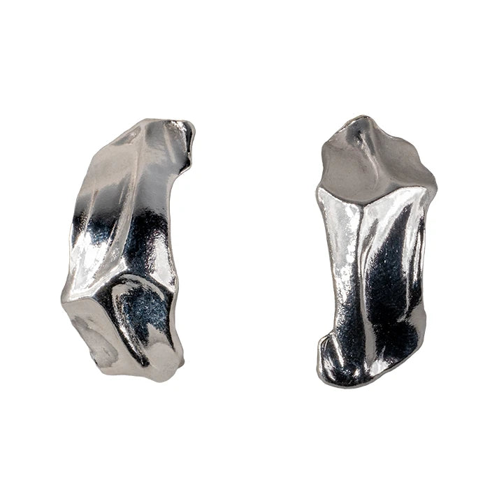organic shaped earrings in silver